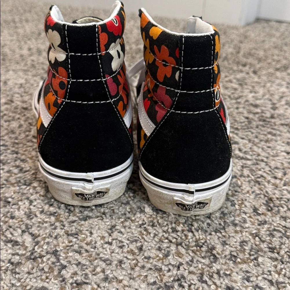 VANS SK8-HI Flower Black Suede Multicolor Canvas High Top Sneakers Men's 7.5/W 9